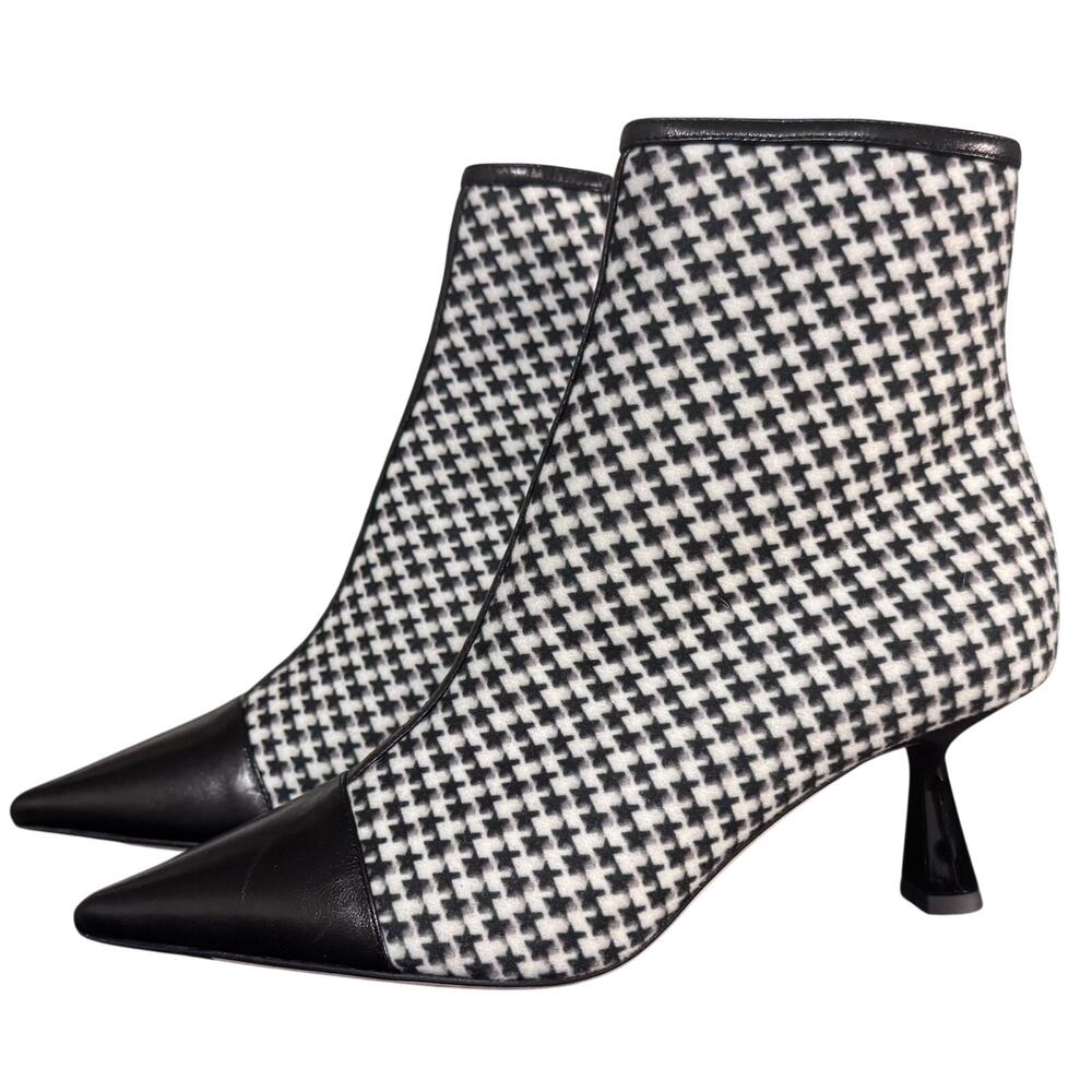 New Auth. Jimmy Choo Kix Leather Wool Kitten Heel Ankle Boots Size 36.5